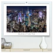 Skylines of New York (hochwertiger Premium Wandkalender 2024 DIN A2 quer), Kunstdruck in Hochglanz