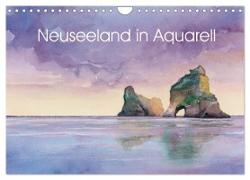 Neuseeland in Aquarell (Wandkalender 2024 DIN A4 quer), CALVENDO Monatskalender