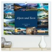 Alpen und Seen (hochwertiger Premium Wandkalender 2024 DIN A2 quer), Kunstdruck in Hochglanz