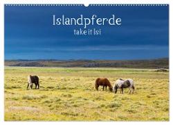 Islandpferde take it Isi (Wandkalender 2024 DIN A2 quer), CALVENDO Monatskalender