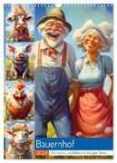 Bauernhof. Verrücktes Landleben mit lustigen Tieren (Wandkalender 2024 DIN A3 hoch), CALVENDO Monatskalender