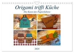 Origami trifft Küche - Die Kunst des Papierfaltens (Wandkalender 2024 DIN A4 quer), CALVENDO Monatskalender