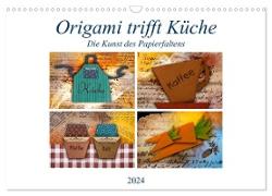 Origami trifft Küche - Die Kunst des Papierfaltens (Wandkalender 2024 DIN A3 quer), CALVENDO Monatskalender