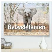 Babyelefanten (hochwertiger Premium Wandkalender 2024 DIN A2 quer), Kunstdruck in Hochglanz