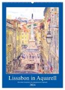 Lissabon in Aquarell - Illustrierte Ansichten der portugisischen Hauptstadt (Wandkalender 2024 DIN A2 hoch), CALVENDO Monatskalender