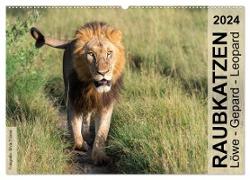 Raubkatzen - Löwe, Gepard, Leopard (Wandkalender 2024 DIN A2 quer), CALVENDO Monatskalender