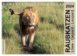 Raubkatzen - Löwe, Gepard, Leopard (Tischkalender 2024 DIN A5 quer), CALVENDO Monatskalender
