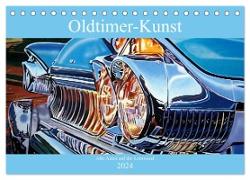 Oldtimer-Kunst - Alte Autos auf der Leinwand (Tischkalender 2024 DIN A5 quer), CALVENDO Monatskalender