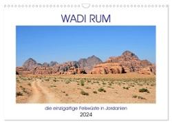 WADI RUM, die einzigartige Felswüste in Jordanien (Wandkalender 2024 DIN A3 quer), CALVENDO Monatskalender
