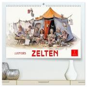 Lustiges Zelten (hochwertiger Premium Wandkalender 2024 DIN A2 quer), Kunstdruck in Hochglanz