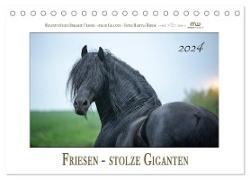 Friesen - stolze Giganten (Tischkalender 2024 DIN A5 quer), CALVENDO Monatskalender
