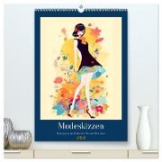 Modeskizzen - Hommage an die Kleider der 50er und 60er Jahre (hochwertiger Premium Wandkalender 2024 DIN A2 hoch), Kunstdruck in Hochglanz