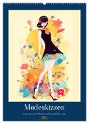 Modeskizzen - Hommage an die Kleider der 50er und 60er Jahre (Wandkalender 2024 DIN A2 hoch), CALVENDO Monatskalender