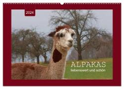 Alpakas - liebenswert und schön (Wandkalender 2024 DIN A2 quer), CALVENDO Monatskalender