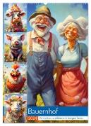 Bauernhof. Verrücktes Landleben mit lustigen Tieren (Wandkalender 2024 DIN A2 hoch), CALVENDO Monatskalender