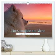 Ein Samojede am Meer (hochwertiger Premium Wandkalender 2024 DIN A2 quer), Kunstdruck in Hochglanz