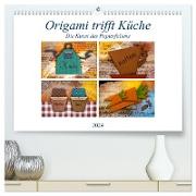 Origami trifft Küche - Die Kunst des Papierfaltens (hochwertiger Premium Wandkalender 2024 DIN A2 quer), Kunstdruck in Hochglanz