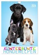 Kunterbunte Hundewelpen (Wandkalender 2024 DIN A4 hoch), CALVENDO Monatskalender