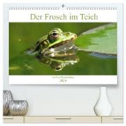 Der Frosch im Teich - auf Froschbeobachtung (hochwertiger Premium Wandkalender 2024 DIN A2 quer), Kunstdruck in Hochglanz