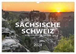 SÄCHSISCHE SCHWEIZ - Märchenland an der Elbe (Wandkalender 2024 DIN A3 quer), CALVENDO Monatskalender