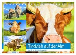 Rindvieh auf der Alm. Kühe im Bergsommer (Tischkalender 2024 DIN A5 quer), CALVENDO Monatskalender