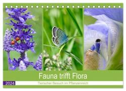 Fauna trifft Flora - Tierischer Besuch im Pflanzenreich (Tischkalender 2024 DIN A5 quer), CALVENDO Monatskalender