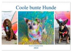 Coole bunte Hunde (Wandkalender 2024 DIN A2 quer), CALVENDO Monatskalender