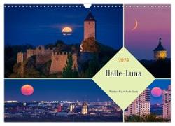 Halle-Luna - Mondsüchtig in Halle-Saale (Wandkalender 2024 DIN A3 quer), CALVENDO Monatskalender