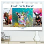 Coole bunte Hunde (hochwertiger Premium Wandkalender 2024 DIN A2 quer), Kunstdruck in Hochglanz