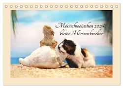 Meerschweinchen 2024, kleine Herzensbrecher (Tischkalender 2024 DIN A5 quer), CALVENDO Monatskalender