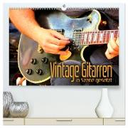 Vintage Gitarren in Szene gesetzt (hochwertiger Premium Wandkalender 2024 DIN A2 quer), Kunstdruck in Hochglanz