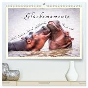 Glücksmomente Glücks-Zitate zu Fotos der großartigen südafrikanischen Tierwelt (hochwertiger Premium Wandkalender 2024 DIN A2 quer), Kunstdruck in Hochglanz