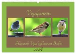 Vogelporträts - Heimische Vögel auf meinem Balkon (Wandkalender 2024 DIN A2 quer), CALVENDO Monatskalender