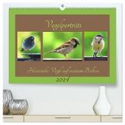Vogelporträts - Heimische Vögel auf meinem Balkon (hochwertiger Premium Wandkalender 2024 DIN A2 quer), Kunstdruck in Hochglanz