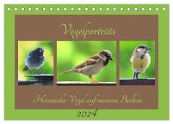 Vogelporträts - Heimische Vögel auf meinem Balkon (Tischkalender 2024 DIN A5 quer), CALVENDO Monatskalender