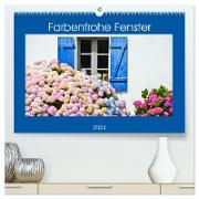 Farbenfrohe Fenster (hochwertiger Premium Wandkalender 2024 DIN A2 quer), Kunstdruck in Hochglanz