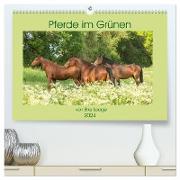 Pferde im Grünen (hochwertiger Premium Wandkalender 2024 DIN A2 quer), Kunstdruck in Hochglanz