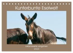 Kunterbunte Eselwelt - Liebenswerte Langohren (Tischkalender 2024 DIN A5 quer), CALVENDO Monatskalender