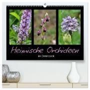 Heimische Orchideen im Dreierpack (hochwertiger Premium Wandkalender 2024 DIN A2 quer), Kunstdruck in Hochglanz