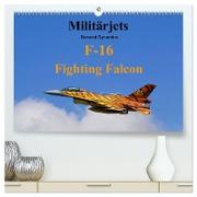 Militärjets General Dynamics F-16 Fighting Falcon (hochwertiger Premium Wandkalender 2024 DIN A2 quer), Kunstdruck in Hochglanz