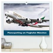 Planespotting am Flughafen München (hochwertiger Premium Wandkalender 2024 DIN A2 quer), Kunstdruck in Hochglanz