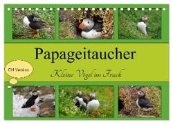 Papageitaucher Kleine Vögel im Frack CH Version (Tischkalender 2024 DIN A5 quer), CALVENDO Monatskalender