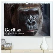 Gorillas. Kraftvolle Pazifisten (hochwertiger Premium Wandkalender 2024 DIN A2 quer), Kunstdruck in Hochglanz
