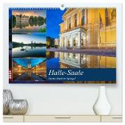 Halle-Saale - Meine Stadt im Spiegel (hochwertiger Premium Wandkalender 2024 DIN A2 quer), Kunstdruck in Hochglanz