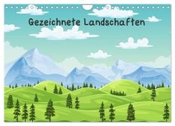 Gezeichnete Landschaften (Wandkalender 2024 DIN A4 quer), CALVENDO Monatskalender