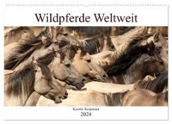 Wildpferde Weltweit (Wandkalender 2024 DIN A2 quer), CALVENDO Monatskalender