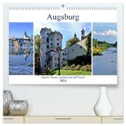 Augsburg - Stadt des Wassers zwischen Lech und Wertach (hochwertiger Premium Wandkalender 2024 DIN A2 quer), Kunstdruck in Hochglanz