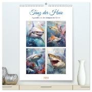 Tanz der Haie. Aquarelle von den Königen der Meere (hochwertiger Premium Wandkalender 2024 DIN A2 hoch), Kunstdruck in Hochglanz