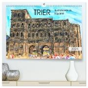 Trier - Illustrationen in Aquarell (hochwertiger Premium Wandkalender 2024 DIN A2 quer), Kunstdruck in Hochglanz