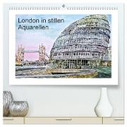 London in stillen Aquarellen (hochwertiger Premium Wandkalender 2024 DIN A2 quer), Kunstdruck in Hochglanz